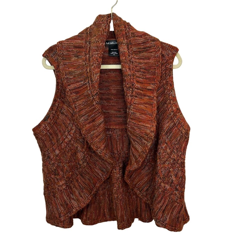 Boho Chunky Knit Sleeveless Sweater Vest Womens Size XL Autumnal Layering Artsy